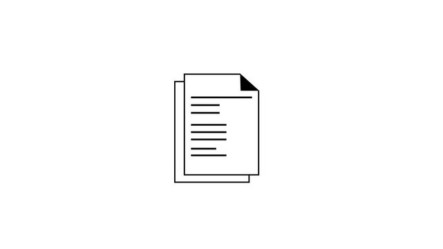 Document progressing through completion stages, flat line icon set. page paper sheet file report form progress checklist approved verified confirmed art vector graphic illustration black
