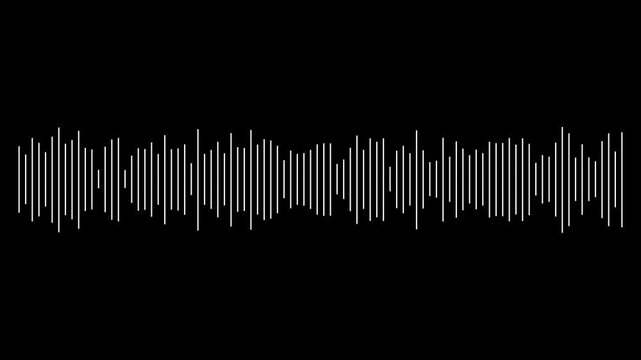 Audio bar, spectrum form icon. Sound Wave Animated. White audio waveform spectrum animation, Visualization sound graphic element. audio visualizer 4k video motion.
