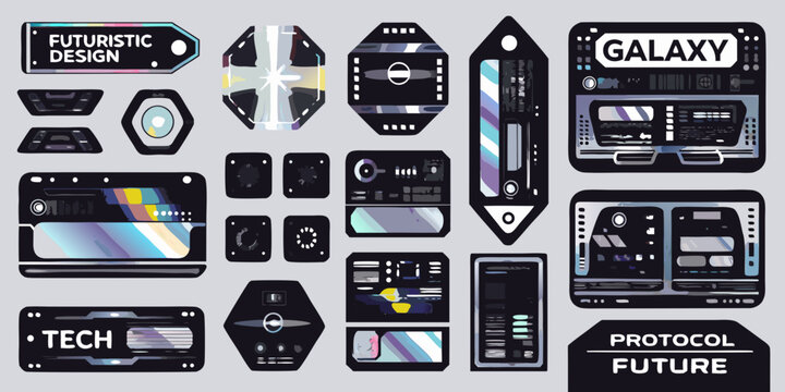 Futuristic Sci Fi Interface Elements Vector Illustration