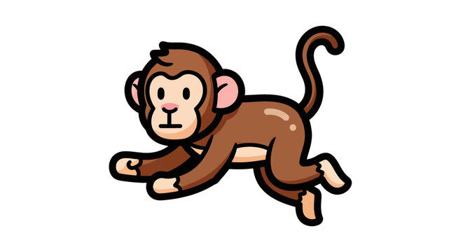 Cartoon monkey in mid leap motion.