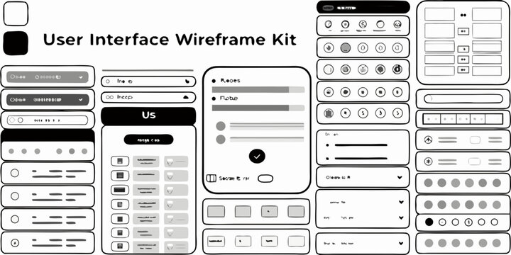 User Interface Wireframe Kit Flat Vector Illustration On White Background