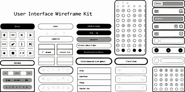 User Interface Wireframe Kit Flat Vector Elements On White Background