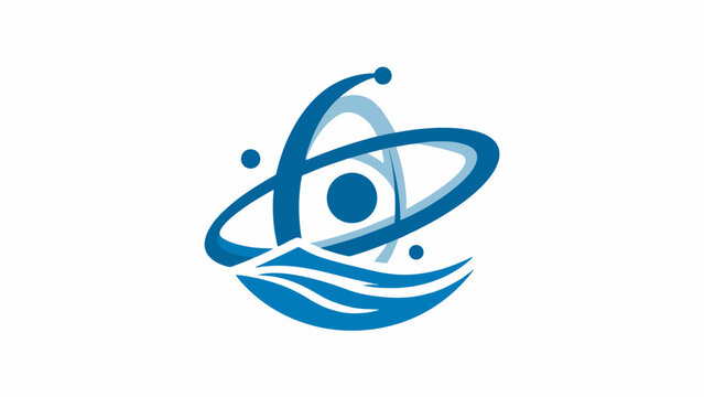 A blue graphic icon representing scientific research and atomic energy concepts