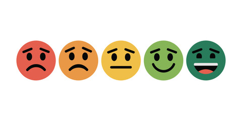 Naklejka premium Customer Satisfaction Symbol with Positive, Neutral, and Negative Feedback Faces for User Experience Evaluation
