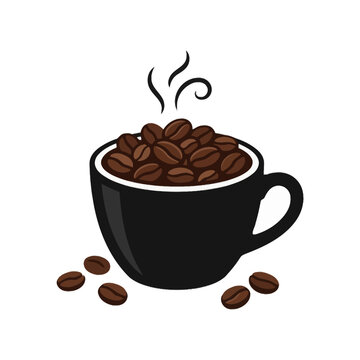 Steaming Hot Coffee in a Black Mug