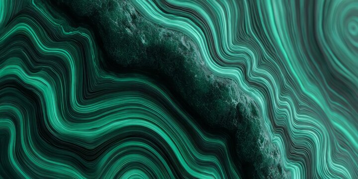 Deep green mineral with swirling bands and textured surface.