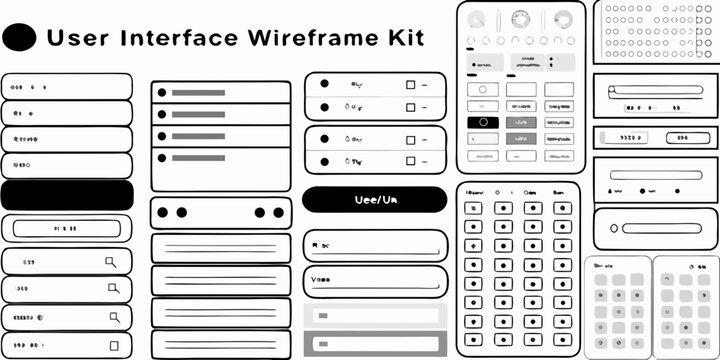 User Interface Wireframe Kit Flat Vector Illustration On White Background