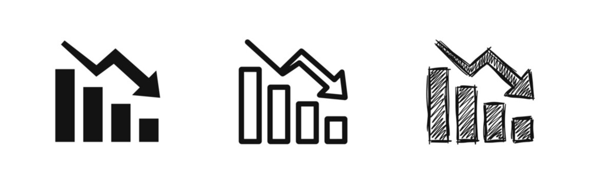 Decreasing bar chart icons showing financial loss