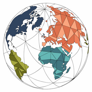 Abstract geometric polygonal world map globe graphic with polygonal geometric abstract
