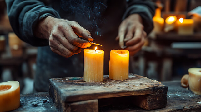 burning candles in the church