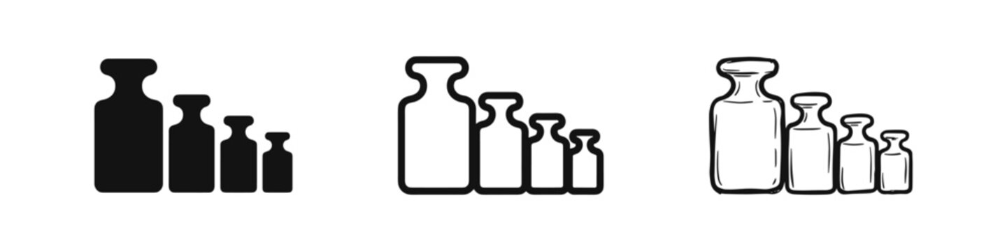 Size and Measurement Icon Set - Volume, Capacity, and Scale Indicator Symbols