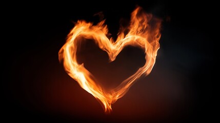 Fototapeta premium Fiery heart glowing brightly against a dark background, representing passionate feelings, romance, and burning emotions