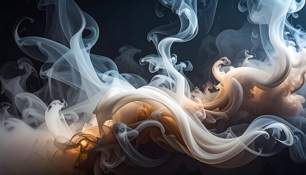 Smoke swirling in dark background abstract.