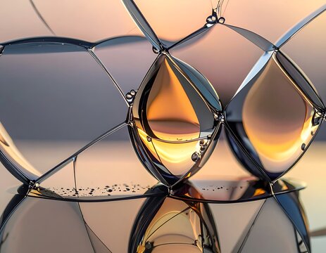 Solar panel close-up with reflections.