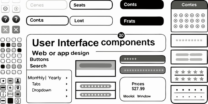 User Interface Components Collection Flat Vector Illustration On White Background
