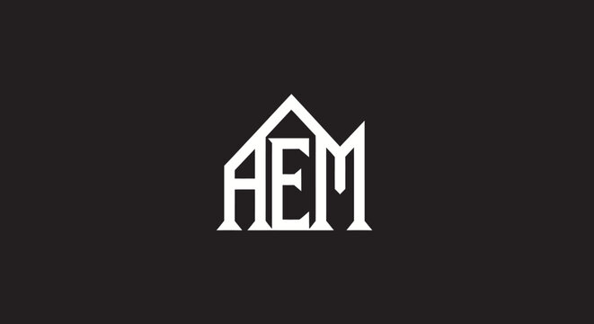 AEM monogram letters serif crest typography logo.