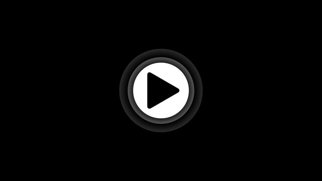 play icon, video play icon for website and mobile design animation on black background. glowing play button animation. Press to play. On black background .Video, play button icon animation.