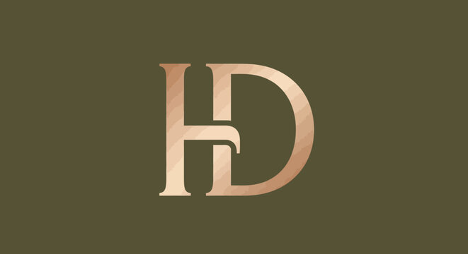 Copper colored HD monogram logo with serif font.