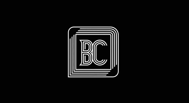 Decorative BC monogram logo design within square frame.