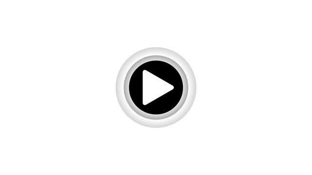 play icon, video play icon for website and mobile design animation on white background. glowing play button animation. Press to play. On white background .Video, play button icon animation.