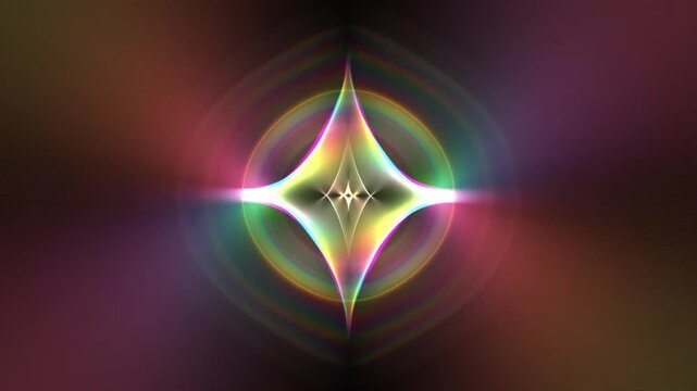 Abstract vibrant rainbow colors with light patterns forming a diamond shape, centered with a bright glowing light and faded colors around it.
