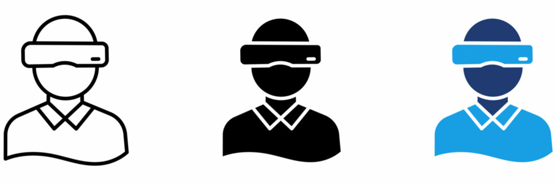 Virtual Reality VR headset user icon collections. Containing gamer, simulation, metaverse, cyberspace and more icons.