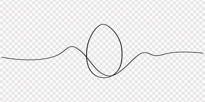 Single line egg design, continuous one line art Easter symbol, line art eggs drawing shape vector illustration, Egg line art. Continuous one line drawing of a single egg shape. Minimal black and white