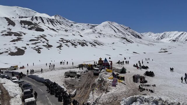 Aerial View of Snow Covered Mountains in Ladakh India