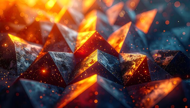 Vibrant orange geometric shapes background texture.