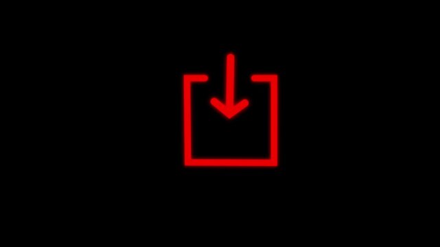 Set of animated minimalist web line icons including upload download arrow boxes and key symbol with multicolored variations.