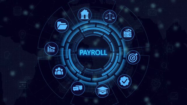 payroll standards quality control assurance warranty business technology concept. Business technology process improvement concept on virtual screen.