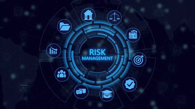 Risk management for business technology with AI tools concept. Businessman using a virtual software analyze risk management plans. UUID 4k on transparent.
