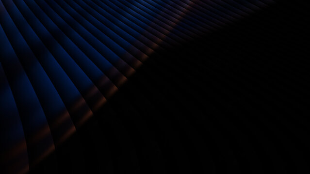 Abstract dark blue gradient background with rhythmic parallel lines and soft geometric light flares creating a minimalist futuristic surface texture for modern digital design