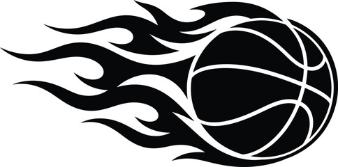 Flying Basketball on Fire Tribal Graphic Design © Nasir