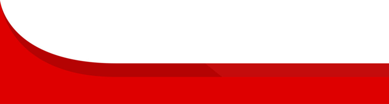 Abstract graphic design with a curved white top and a solid red bottom section, featuring a subtle shadow transition.