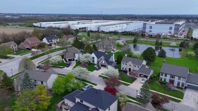 Data center facility and residential homes coexisting in Hilliard, Ohio