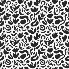 Abstract seamless pattern in retro scandinavian style minimalist organic. Vector Illustration © Muhammaddsy
