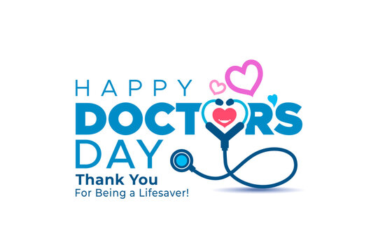 Vector illustration of a Happy Doctors Day promotional contemporary logo and thank you post design.