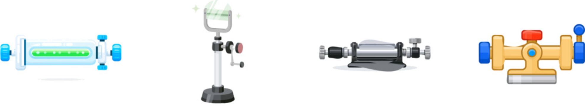 A vintage mechanical dermatome tool, characterized by its flat vector style illustration, showcases a specialized razor blade head and adjustable thickness knobs against a clean white background
