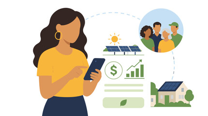 Fototapeta premium Woman Using Smartphone For Personal Finance On The Go.