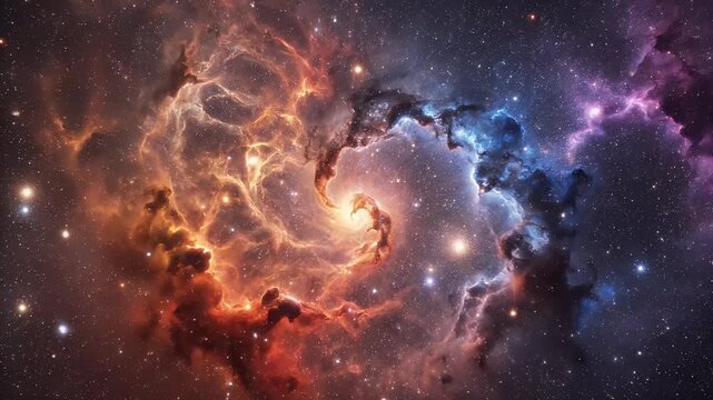 Swirling cosmic clouds glow with stellar nurseries and distant stars