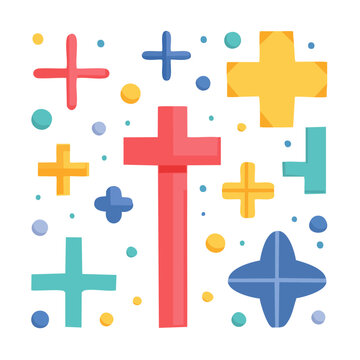 Colorful cross and plus signs illustration