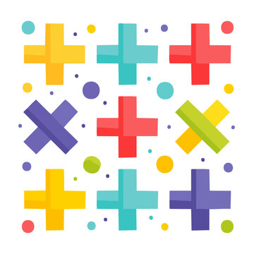 Colorful plus and cross signs pattern