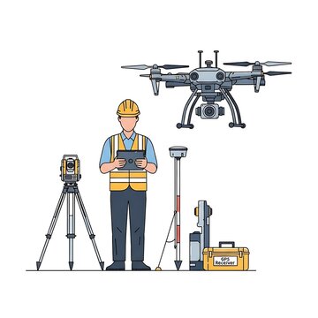 Aviation engineer inspecting drone equipment setup outdoors.