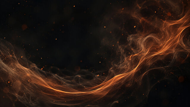Flowing Fire and Smoke Abstract Background on Black