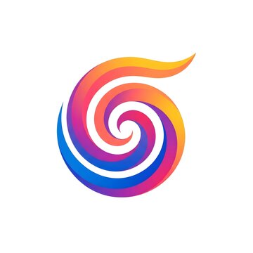 Spiraling swirl logo with flowing blue, purple, pink and orange ribbons forming a circular motion and subtle &ldquo;6&rdquo; shape, ideal for creative agencies, entertainment brands, digital products or energetic
