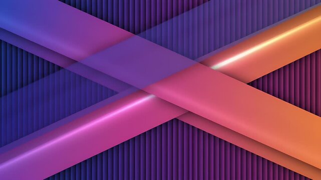 Intersecting gradient bands cross over a ribbed purple background