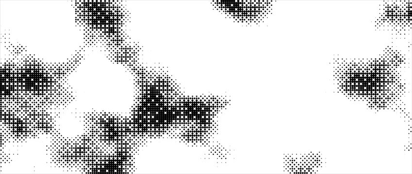 Pixelated bitmap gradient texture. Black and white dither pattern background. Abstract glitchy pattern. 8 bit video game screen wallpaper. Wide raster backdrop. Retro pixel art Illustration.Eps10