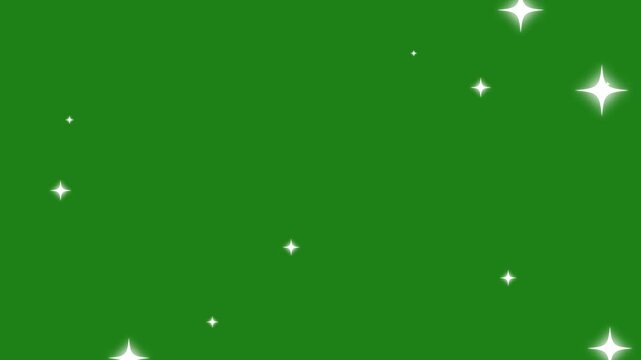 glowing fairy stars sparkle effect. shiny twinkle lights animation. green screen background. transparent overlay. blinking glitter particles. 4k seamless motion.