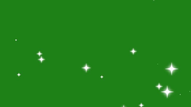 glowing fairy stars sparkle effect. shiny twinkle lights animation. green screen background. transparent overlay. blinking glitter particles. 4k seamless motion.